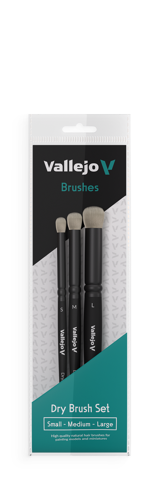 Vallejo B07990 Hobby Brushes: Dry Brush Set - Natural Hair (S, M & L) (8964719116525)