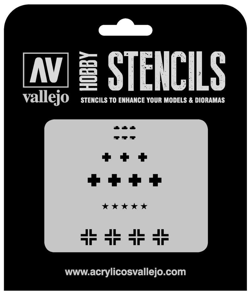 Vallejo ST-AFV001 1/35 Assorted German WWII Tank Markings Stencil - Hobby City NZ (8964719870189)