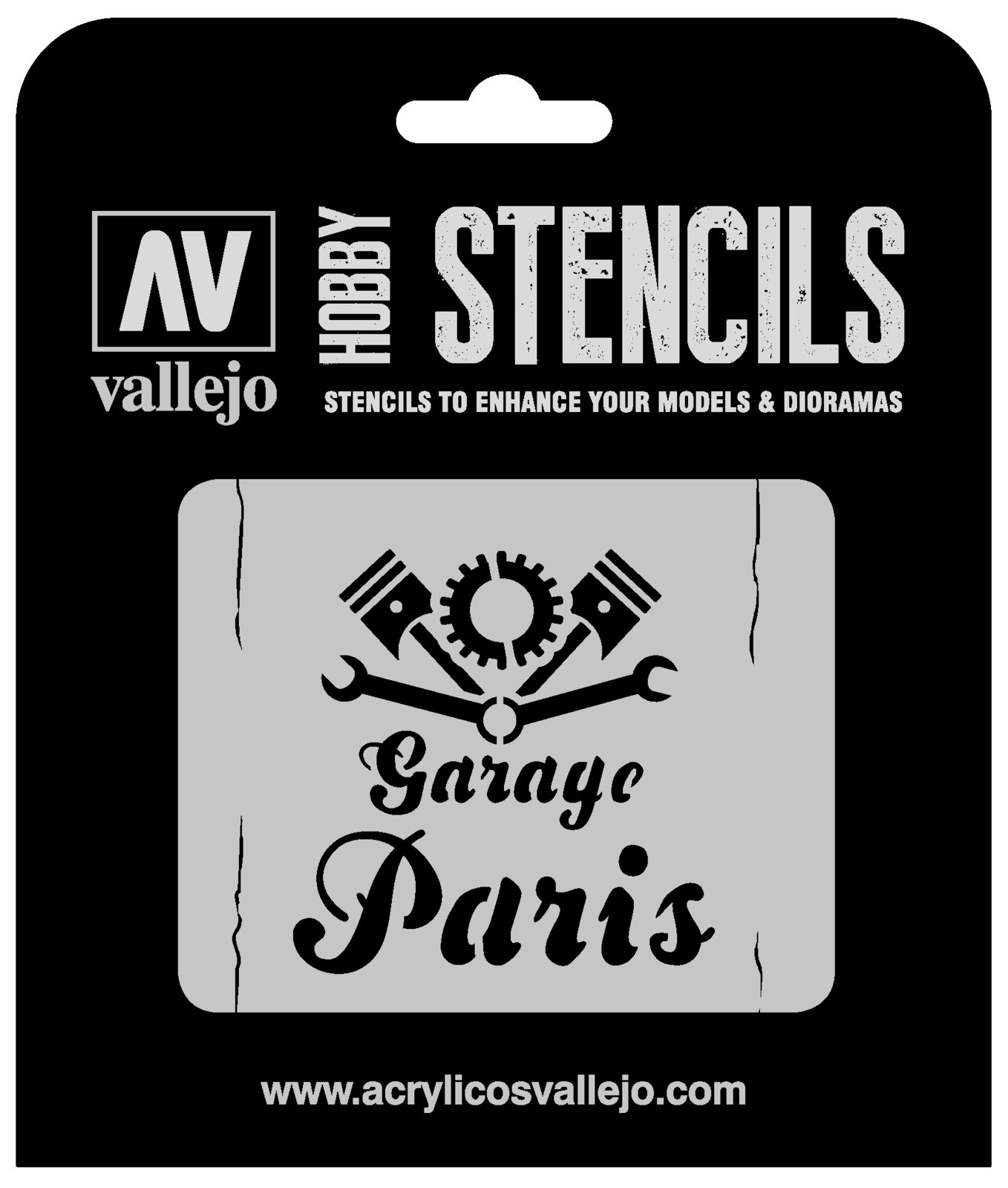 Vallejo ST-LET001 1/35 Vintage Garage Sign Stencil (8964720132333)