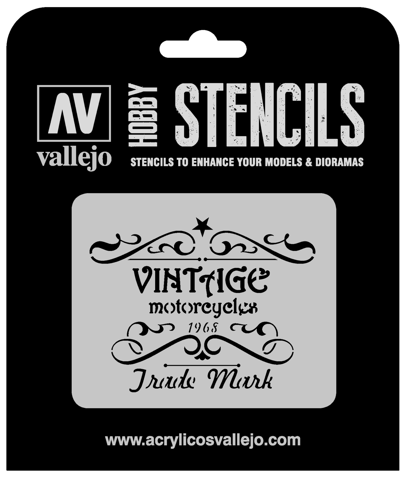 Vallejo ST-LET005 1/35 Vintage Motorcycles Sign Stencil (8964720754925)