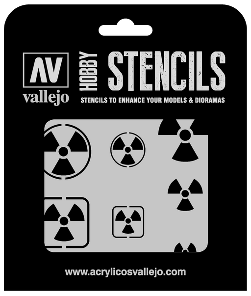 Vallejo ST-SF005 Radioactivity Signs Stencil - Hobby City NZ (8964720885997)