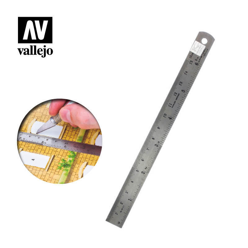 Vallejo AVT15003 Hobby Tools Steel Rule (150 mm) (8938376364269)