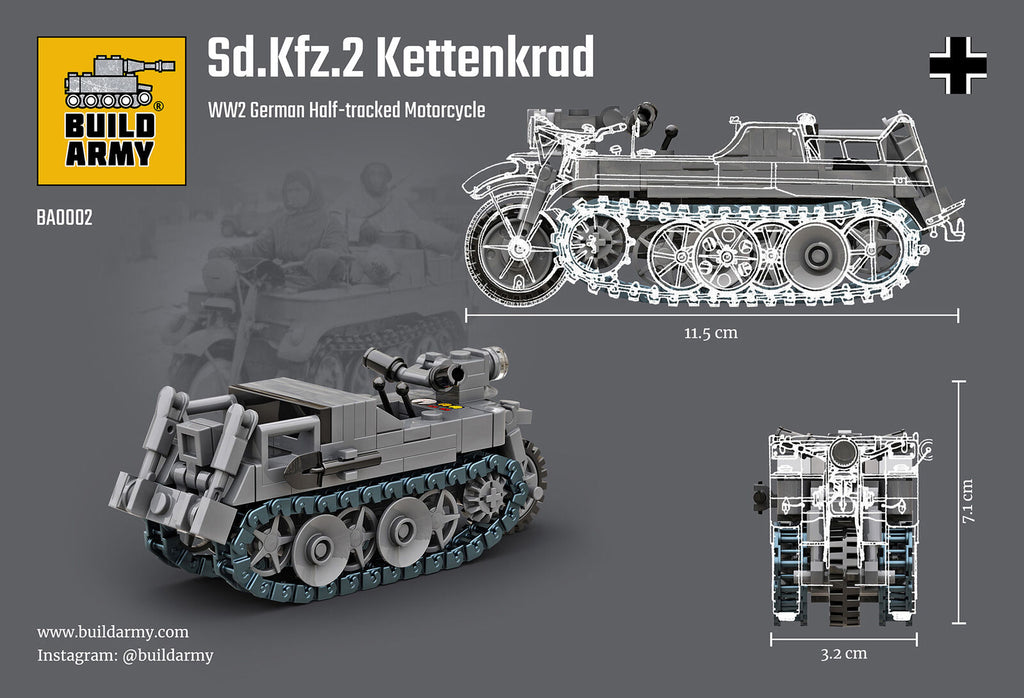 Build Army BA0002 Kettenkrad Tracked Motorcycle