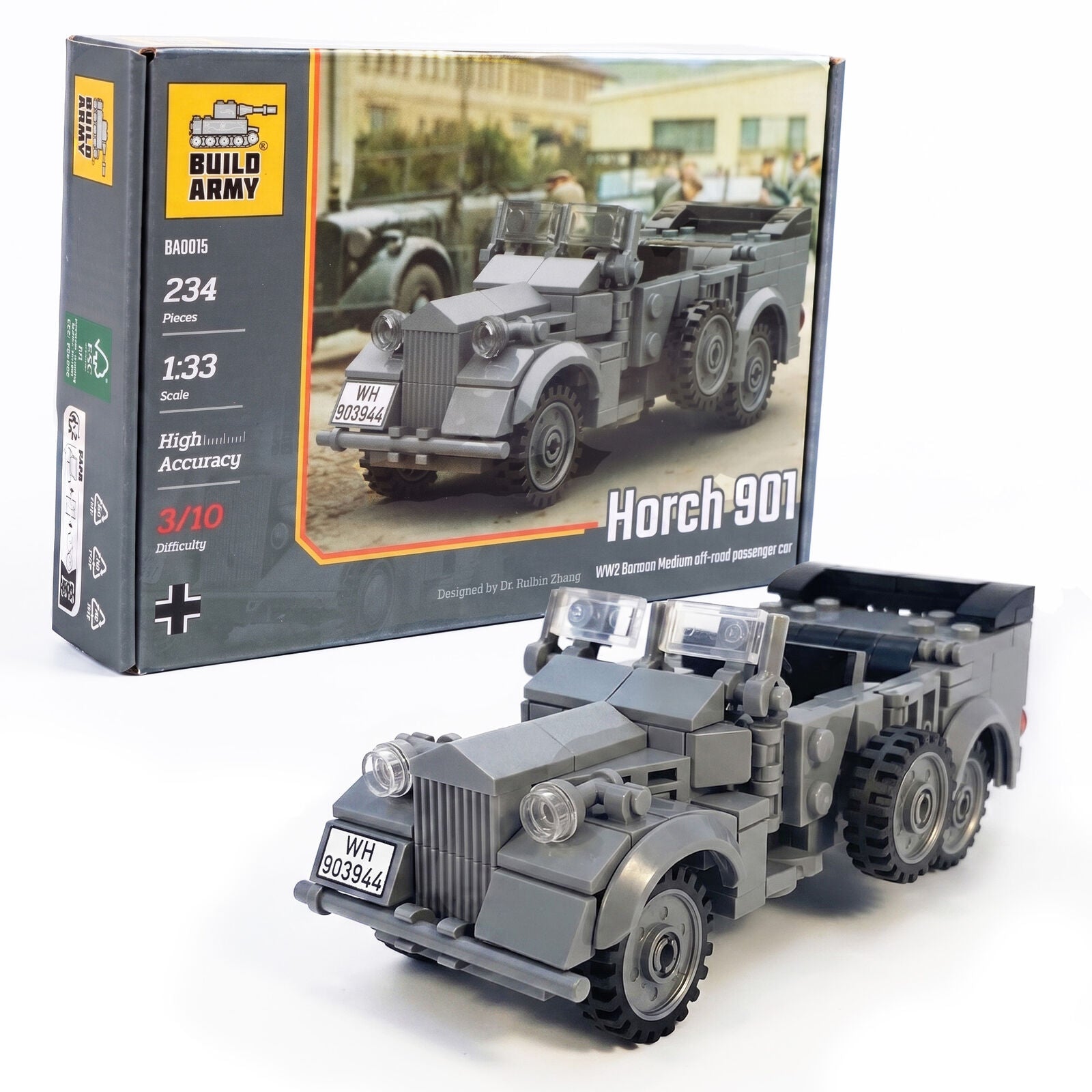 Build Army BA0015 Horch 901 WWII German Car Model Brick Kit