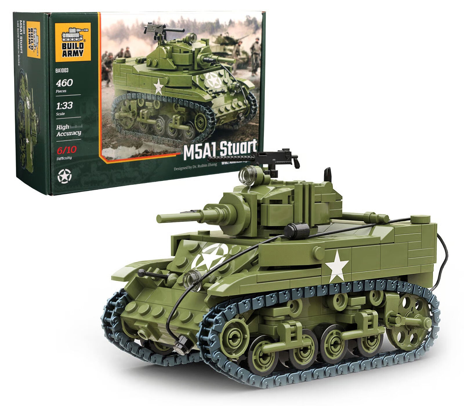 Build Army BA1003 M5A1 Stuart Light Tank Model Brick Kit