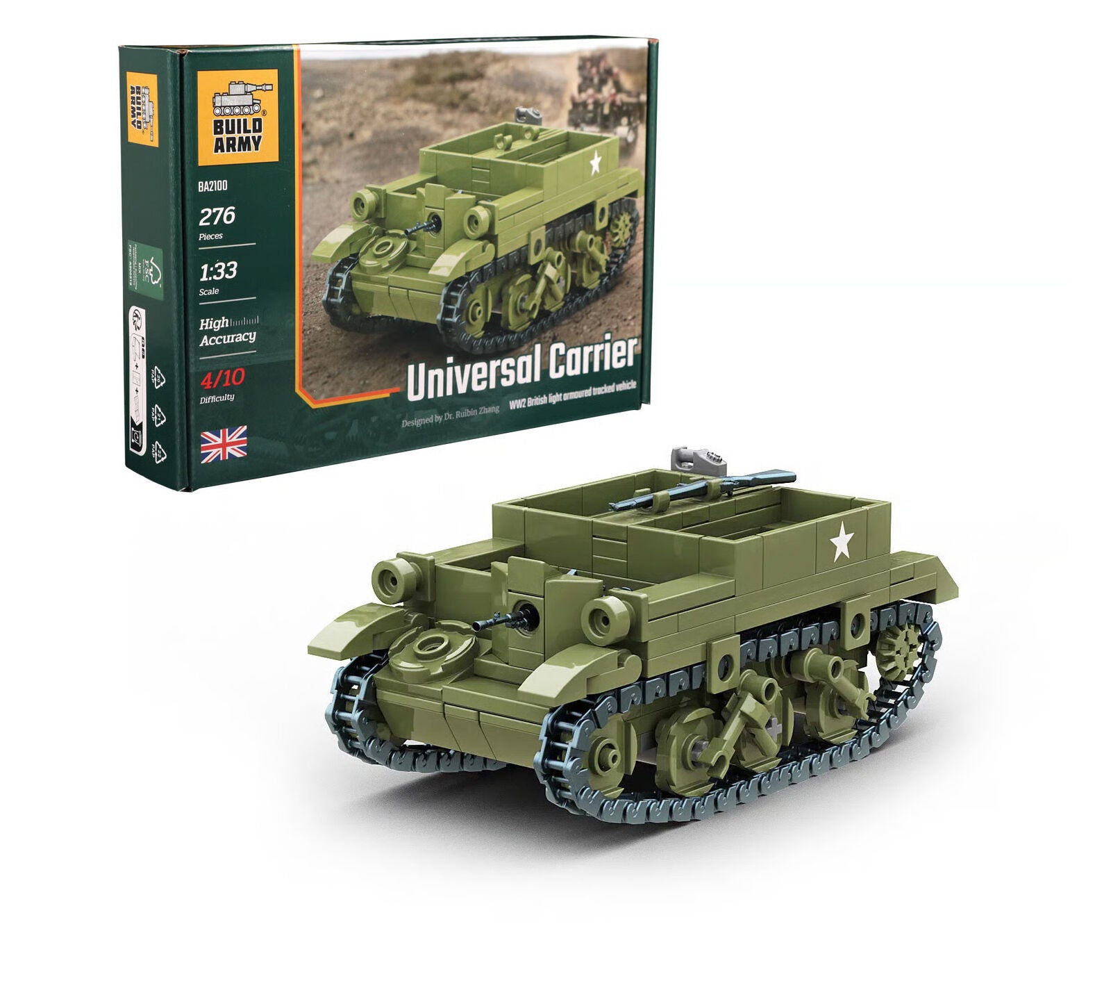 Build Army BA2100 Universal Carrier WWII British Light Armoured Vehicle Model Brick Kit