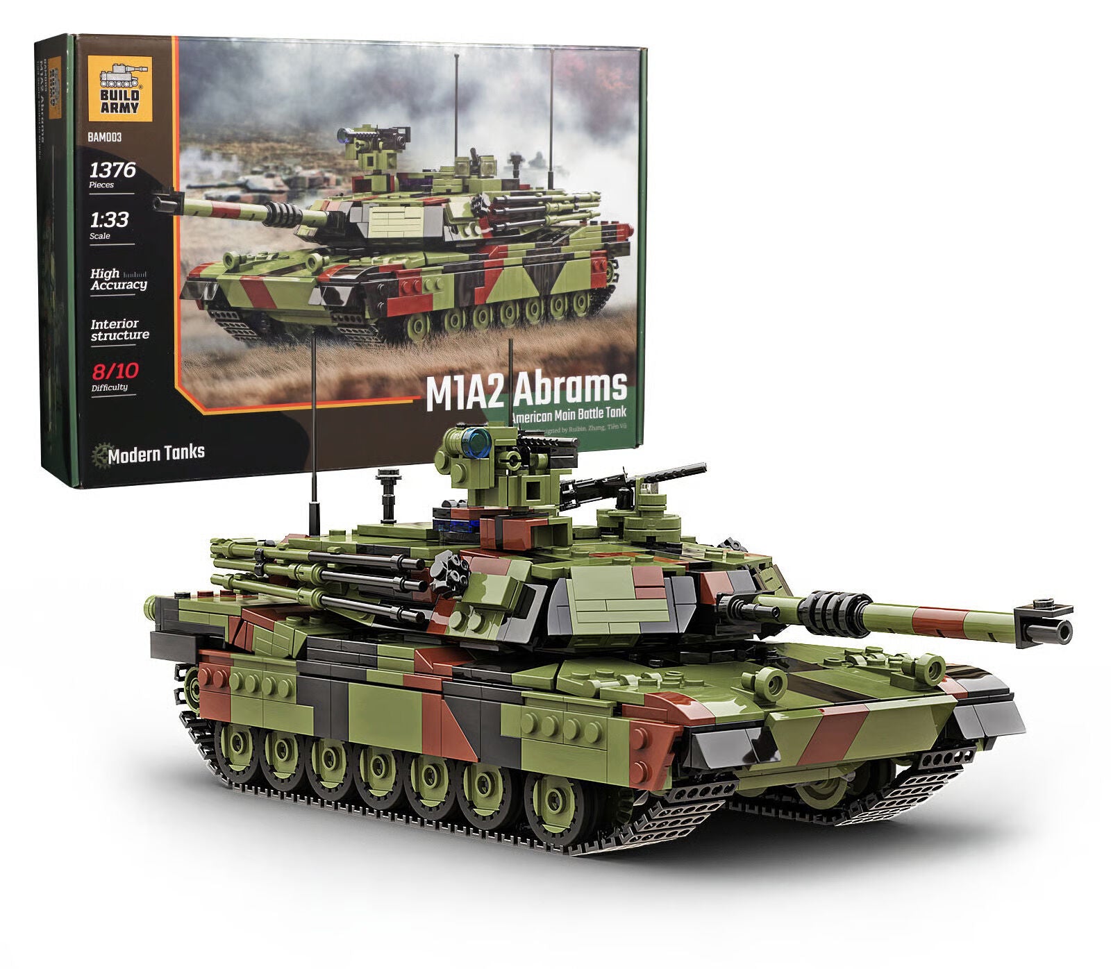 Build Army BAM003 M1A2 Abrams Main Battle Tank Model Brick Kit