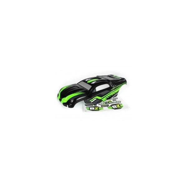 BlackZon Painted Slyder Stadium Truck Black/Green RC Car Body 1/16 Scale