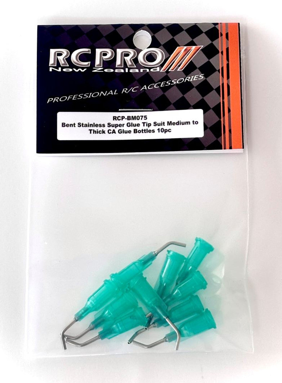 RC Pro RCP-BM075 Bent Stainless Super Glue Tip Suit Medium to Thick CA Glue Bottles Green 10pcs (8949824225517)