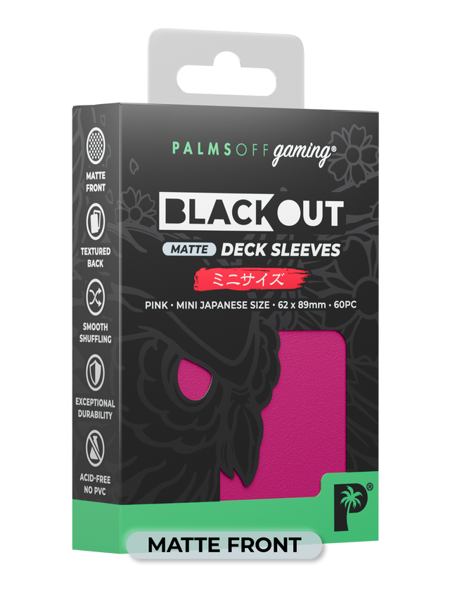 Palms Off BODS-JPN-PNK-M Blackout Deck Sleeves (60) Pink Matte â€“ Japanese Size (9250505228525)