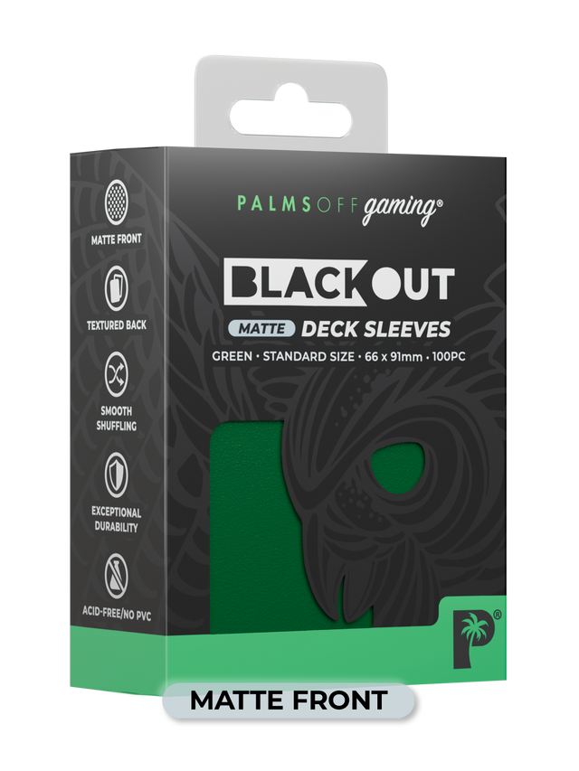 Palms Off BODS-ST-GRN-M Blackout Deck Sleeves (100) Green (Matte Front) (9250506146029)