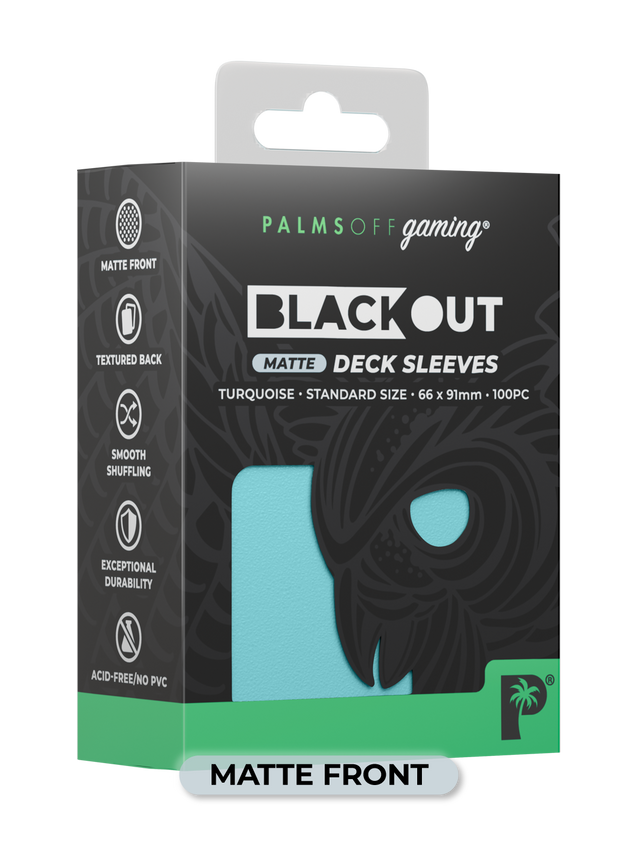 Palms Off BODS-ST-TQS-M Blackout Deck Sleeves (100) Turquoise (Matte Front) (9250507292909)