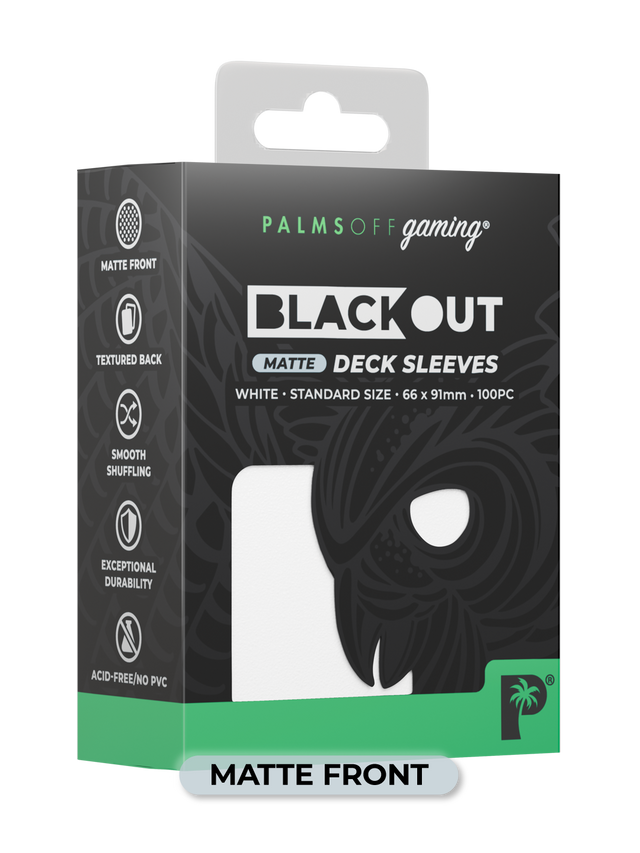 Palms Off BODS-ST-WHI-M Blackout Deck Sleeves (100) White (Matte Front) (9250507456749)