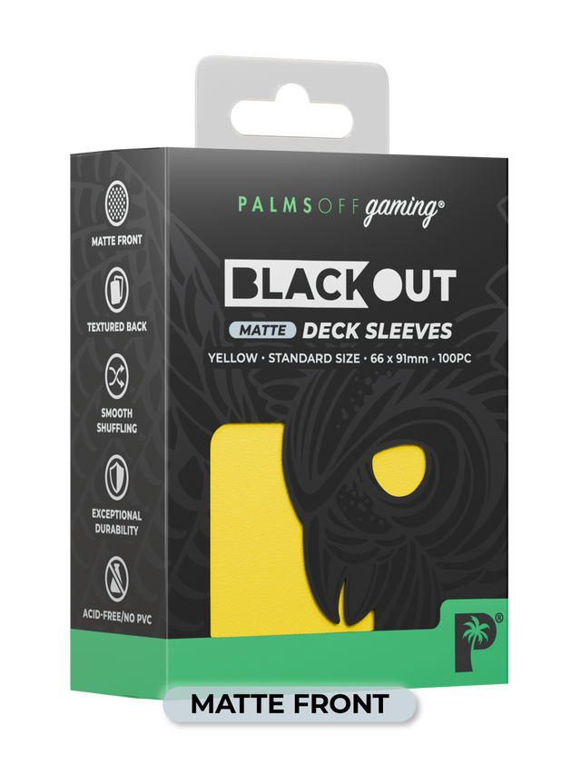 Palms Off BODS-ST-YEL-M Blackout Deck Sleeves (100) Yellow (Matte Front) (9250507555053)
