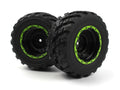 BlackZon Assembled Glued 1.9in MT Tyres Black/Green Dish Rims RC Wheel & Tyre Set