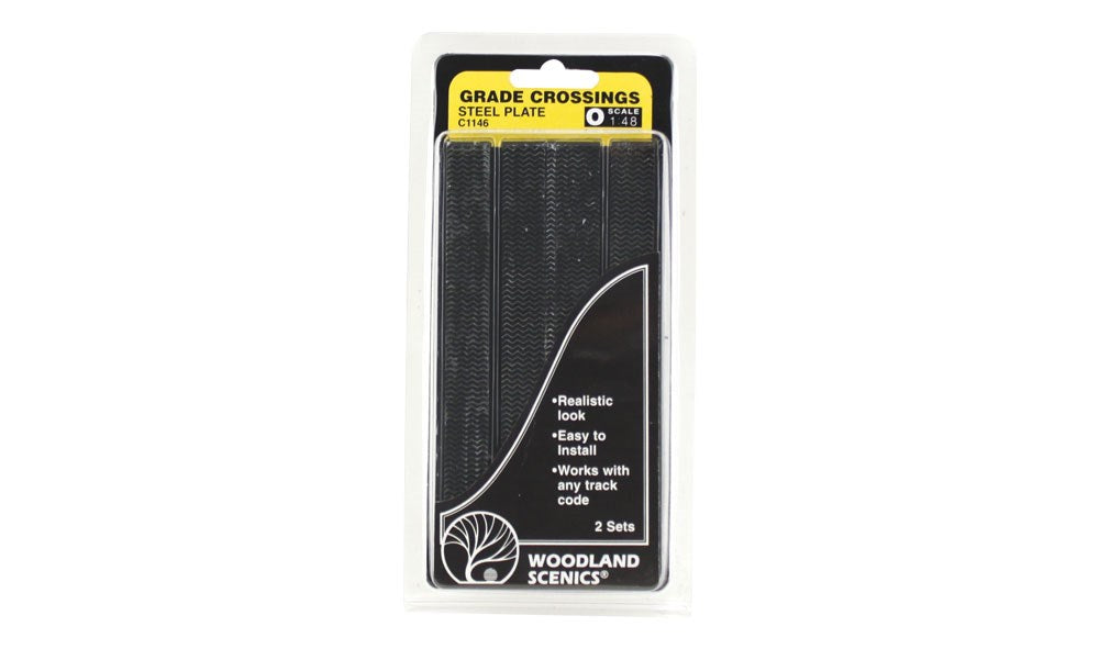 Woodland Scenics WOOC1146 O STEEL PLATE GRADE CROSSING (7654717587693)
