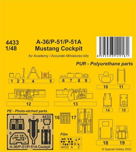 CMK 4433 1/48 A-36/P-51/P-51A Mustang Cockpit - Hobby City NZ