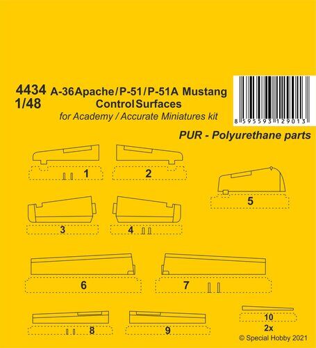 CMK 4434 1/48 A-36 Apache / P-51 / P-51A Mustang Control Surfaces - Hobby City NZ