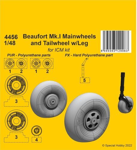 CMK 4456 1/48 Beaufort Mk.I Mainwheels and Tailwheel w/Leg - Hobby City NZ