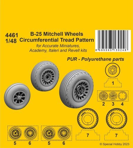 CMK 4461 1/48 B-25 Mitchell Wheels/Circumferential Tread Pattern - Hobby City NZ