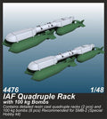 CMK 4476 1/48 IAF Quadruple Rack with 100 kg Bombs (2 pcs.) / for SMB-2 Saar and Mirage III kits - Hobby City NZ