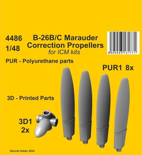 CMK 4486 1/48 B-26B/C Marauder Correction Propellers / for ICM kit - Hobby City NZ