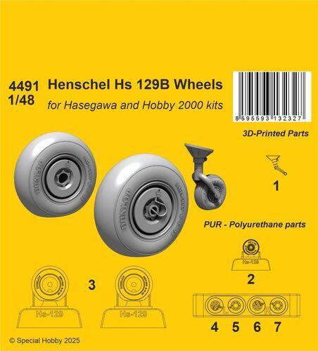 CMK 4491 1/48 Henschel Hs 129B Wheels / for Hasegawa and Hobby 2000 kits - Hobby City NZ