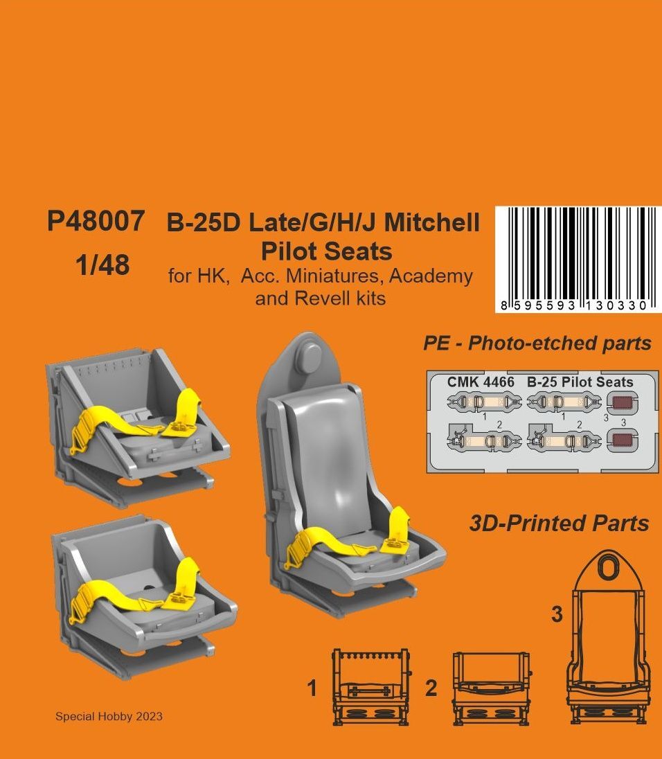 CMK P48007 1/48 B-25D Late/G/H/J Mitchell Pilot Seats / for HK Acc. Miniatures Academy and Revell kits - Hobby City NZ