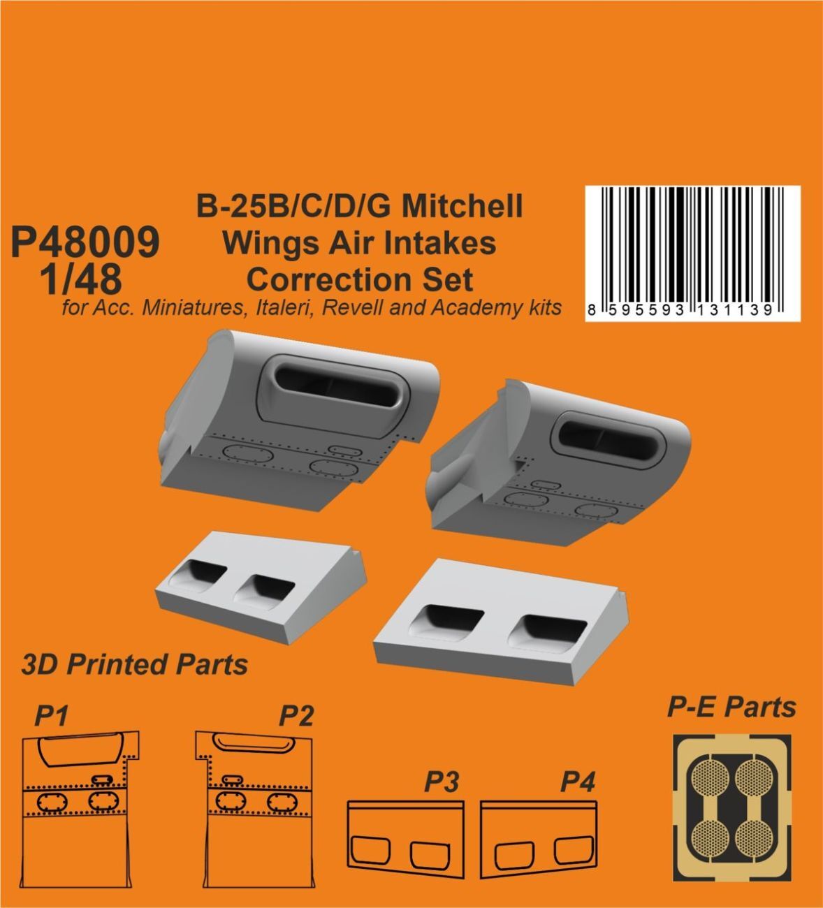 CMK P48009 1/48 B-25 Mitchell Wings Air Intakes Correction Set - Hobby City NZ