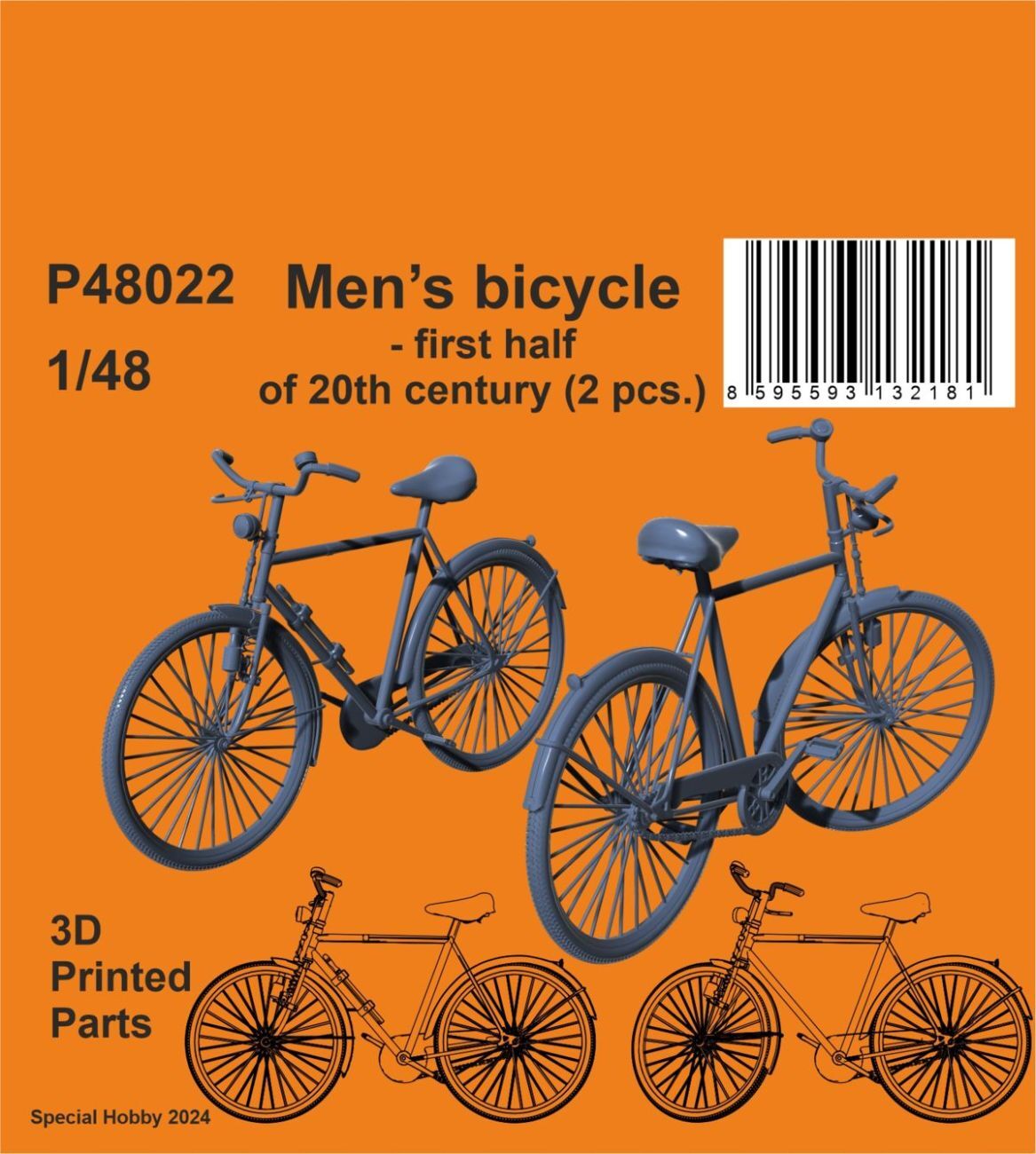 CMK P48022 1/48 Men`s bicycle - first half of 20th century (2 pcs.) - Hobby City NZ