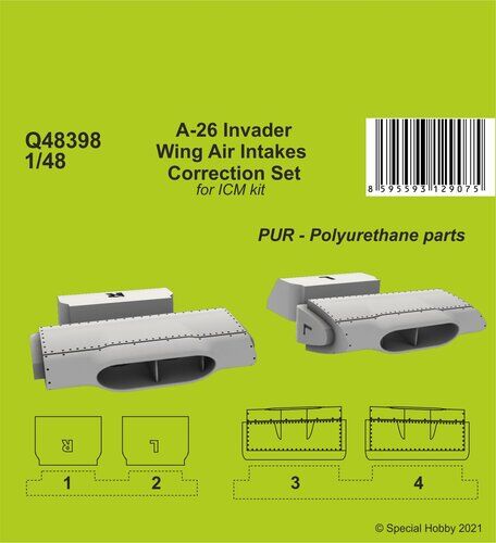 CMK Q48398 1/48 A-26 Invader Wings Air Intakes Correction Set - Hobby City NZ