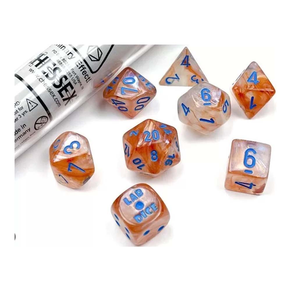 Chessex Borealis Polyhedral Rose Gold/Light Blue