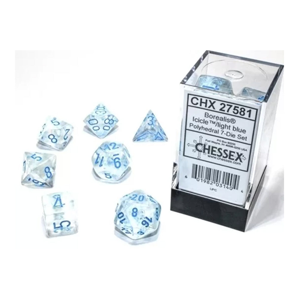 Chessex Borealis icicle/blue lightning poly set