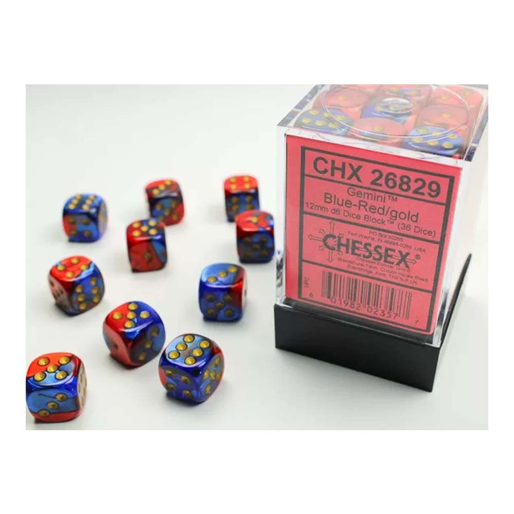 Chessex Chessex-Gemini 12mm d6(36 Dice) Blue-Red/Gold