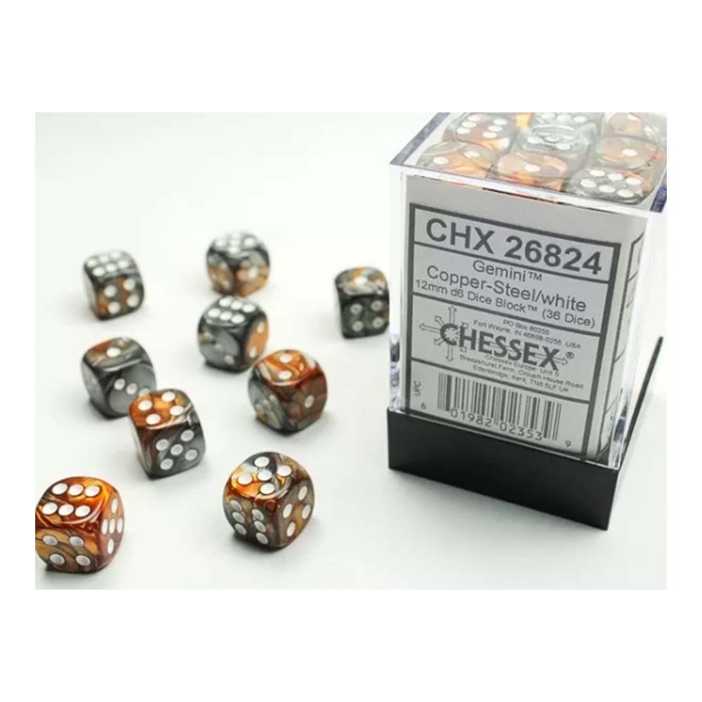 Chessex Chessex-Gemini 12mm d6(36 Dice) Copper-Steel/white