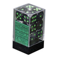 Chessex Gemini 16mm d6 (12 dice) Black-Grey/green
