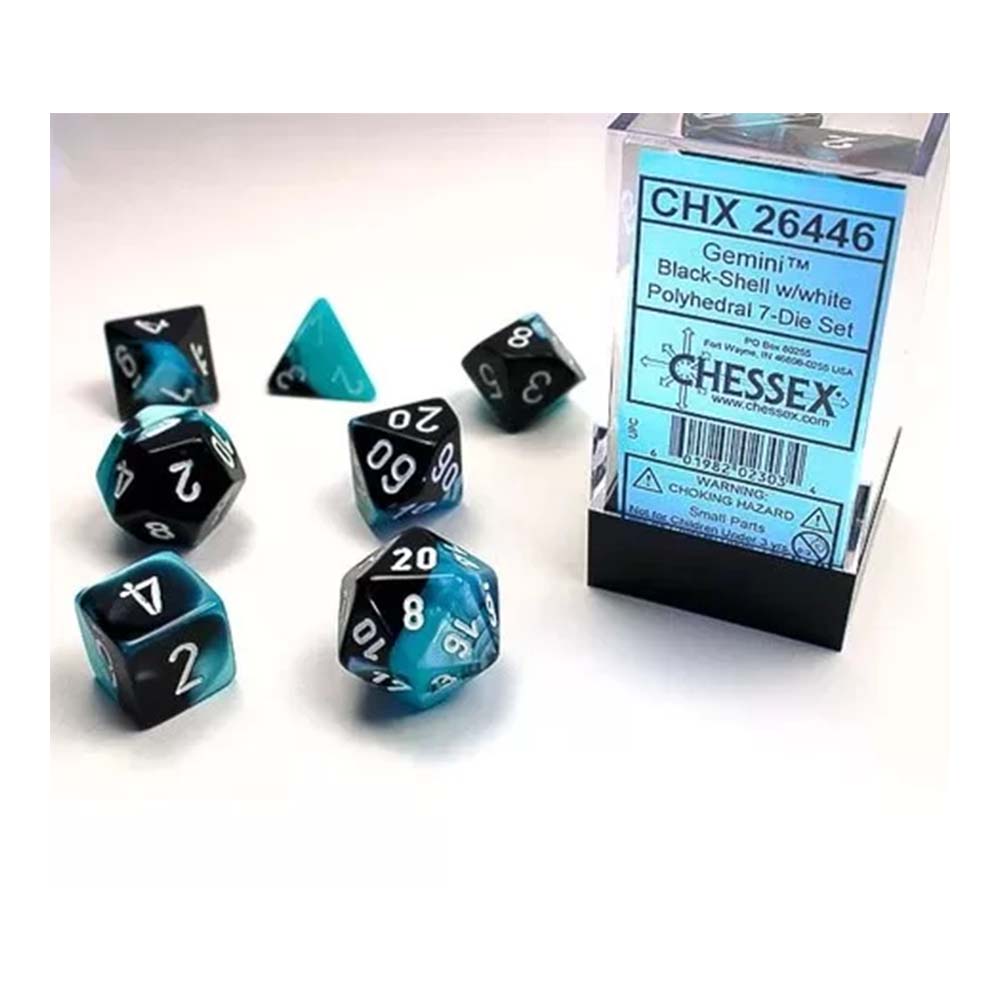 Chessex Gemini Black-Shell w/White Classic Polyh