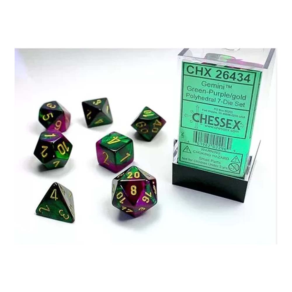 Chessex Gemini Green-Purple/Gold 7-Die Set
