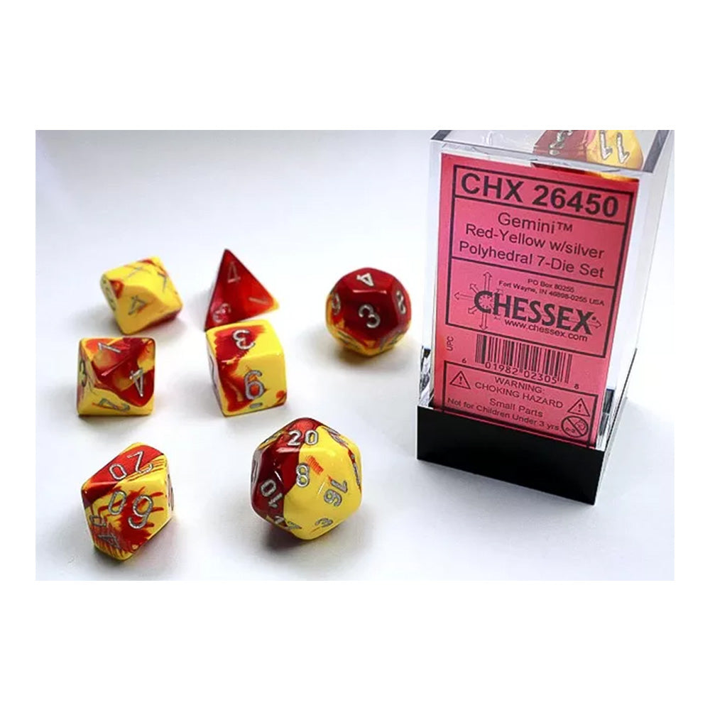 Chessex Gemini Polyhedral Dice Set Red Yellow-Si