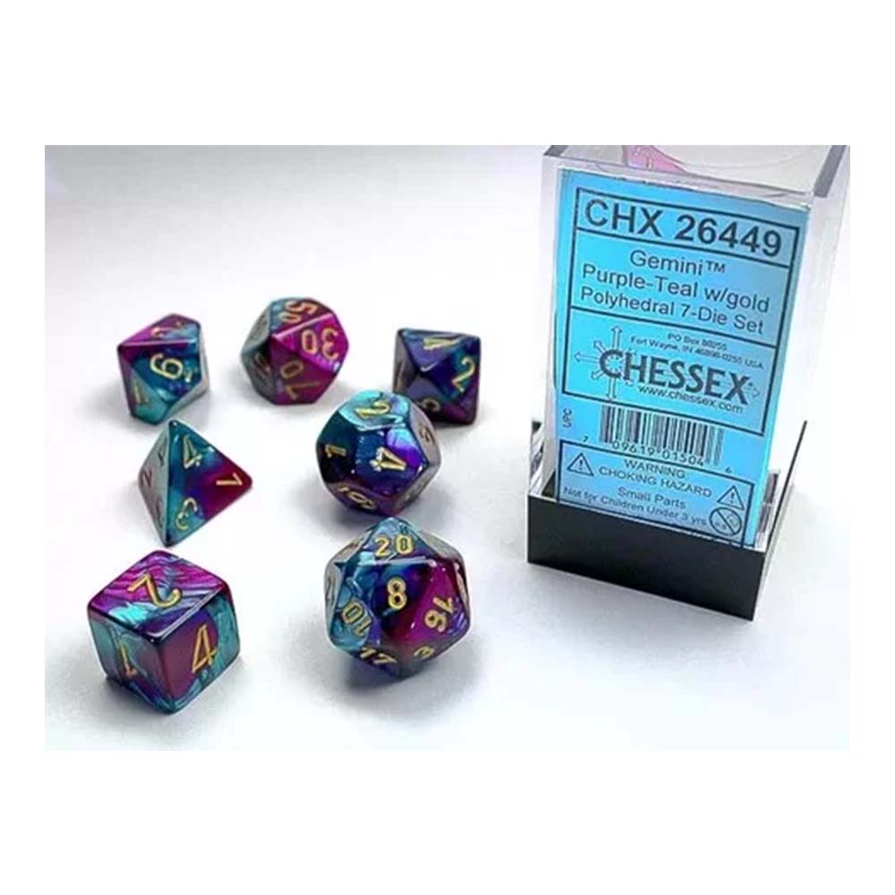 Chessex Gemini Purple-Teal w/Gold Classic Polyhe