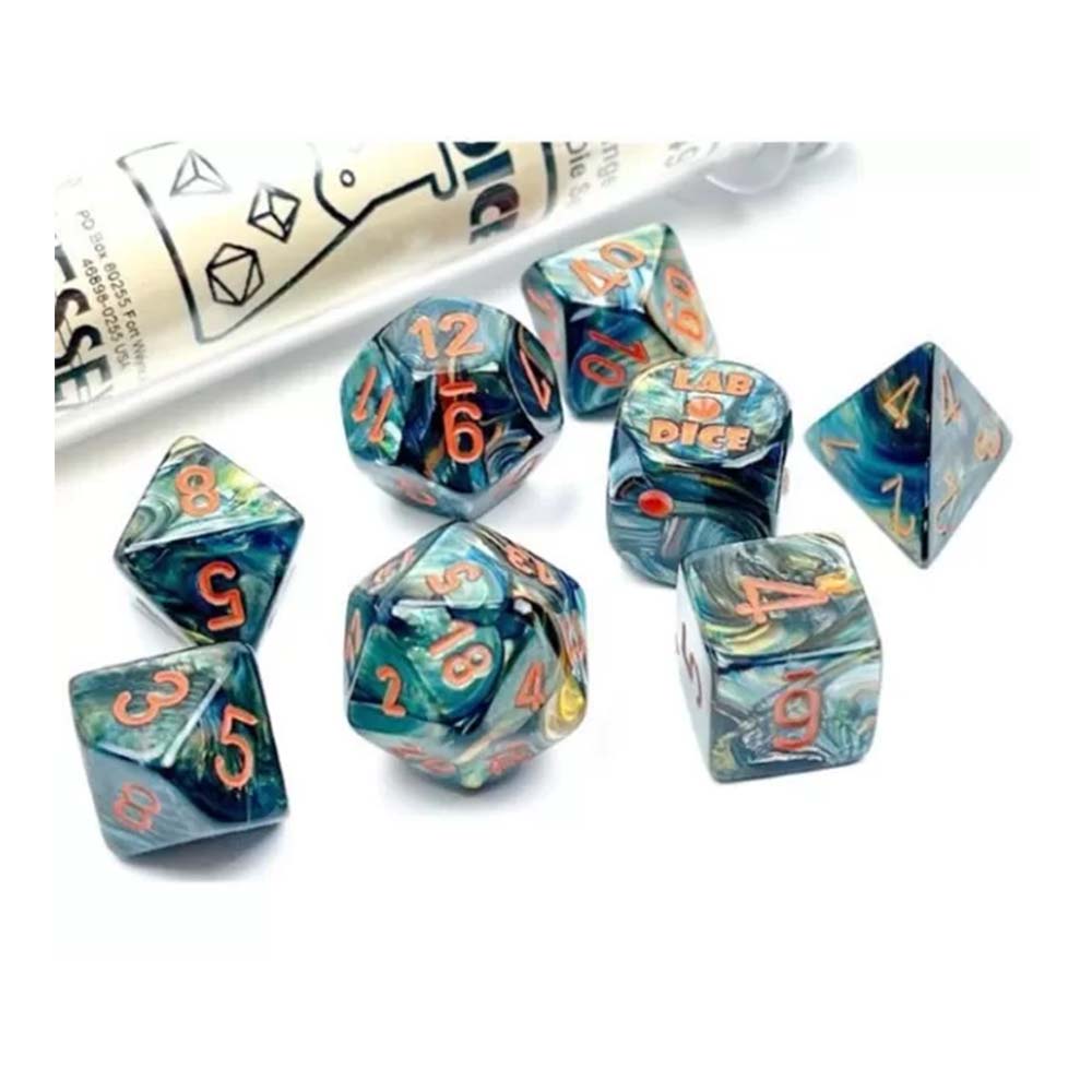Chessex Lustrous Polyhedral Alpestris/Orange