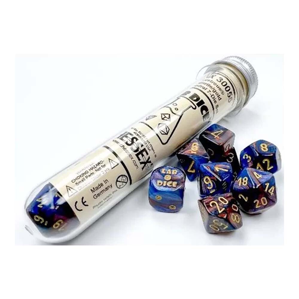 Chessex Lustrous Polyhedral Azurite/Gold