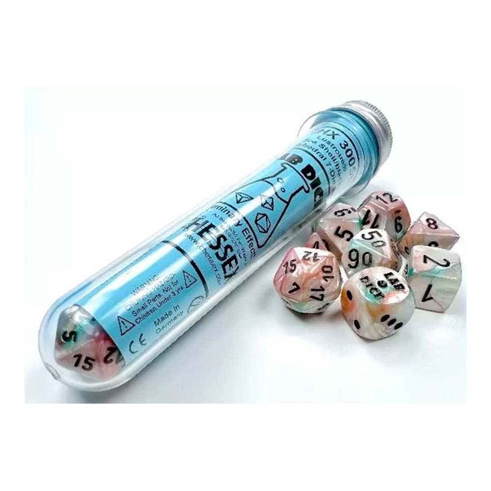 Chessex Lustrous Polyhedral Sea Shell/Black