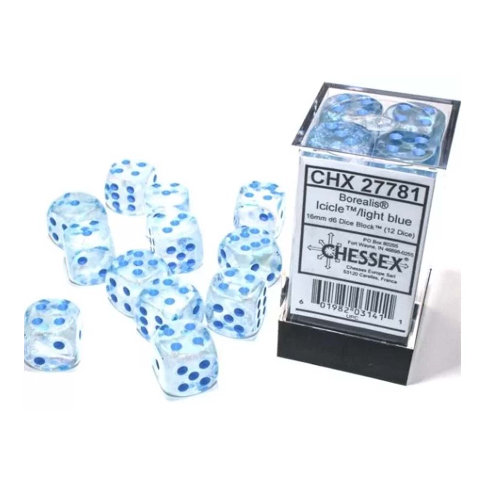 Chessex Signature 16mm d6 (12 Dice) Borealis Ici