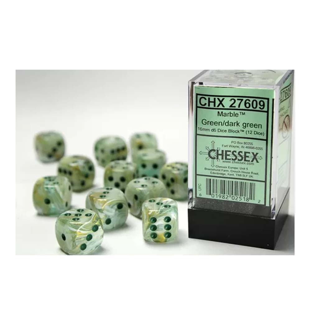 Chessex Signature 16mm d6 (12 Dice) Marble Green
