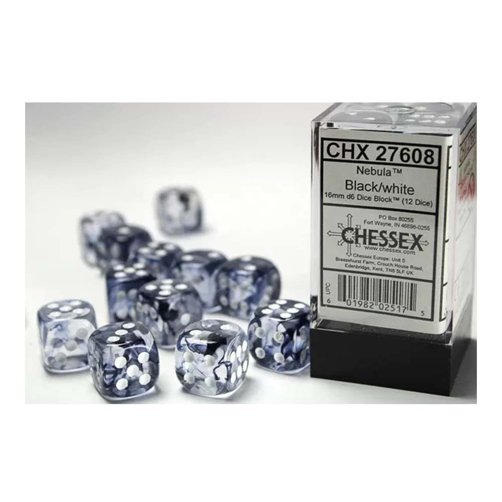 Chessex Signature 16mm d6 (12 Dice) Nebula Black