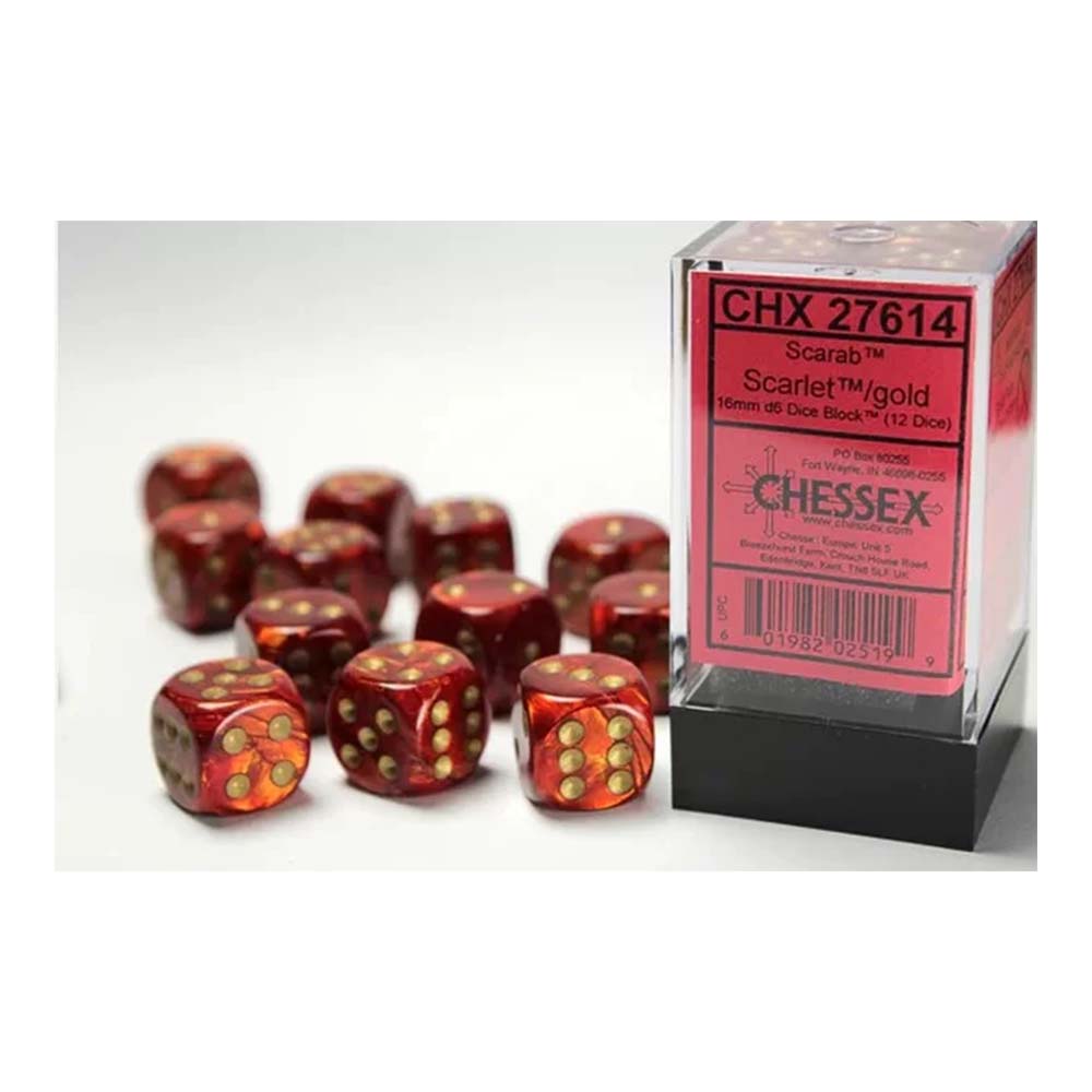 Chessex Signature 16mm d6 (12 Dice) Scarab Scarl