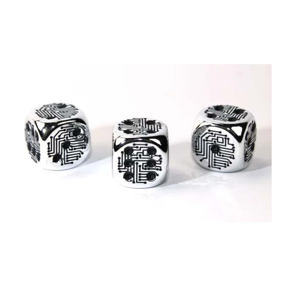 Chessex Silver Circuit Design d6 (Metal Plated)