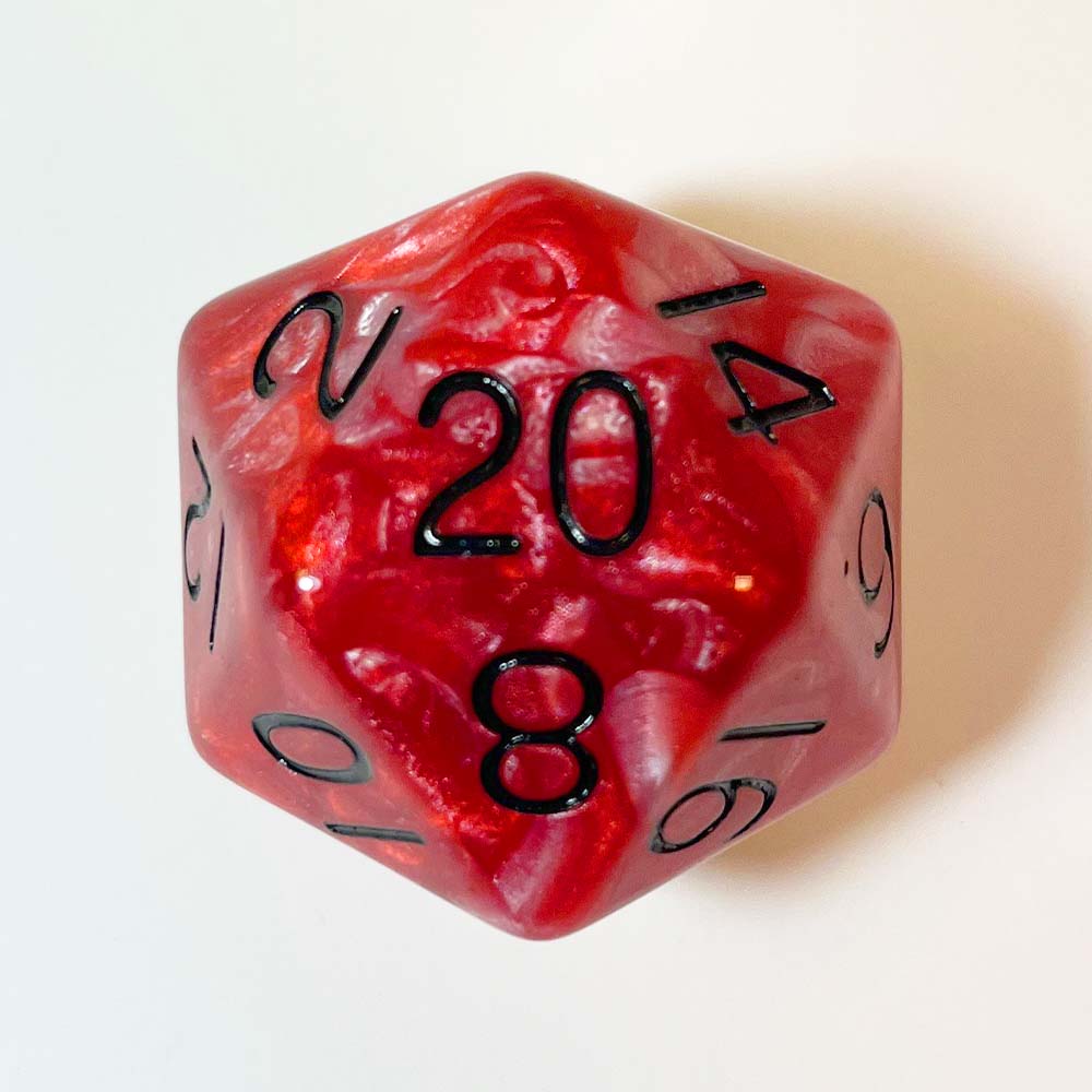 MDG Mega Acrylic d20: Combo Attack Red/White w/