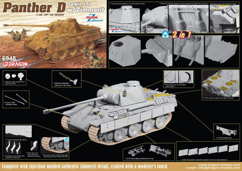 Dragon Model 6945 1/35 Panther D w/Zimmerit (2 in 1)